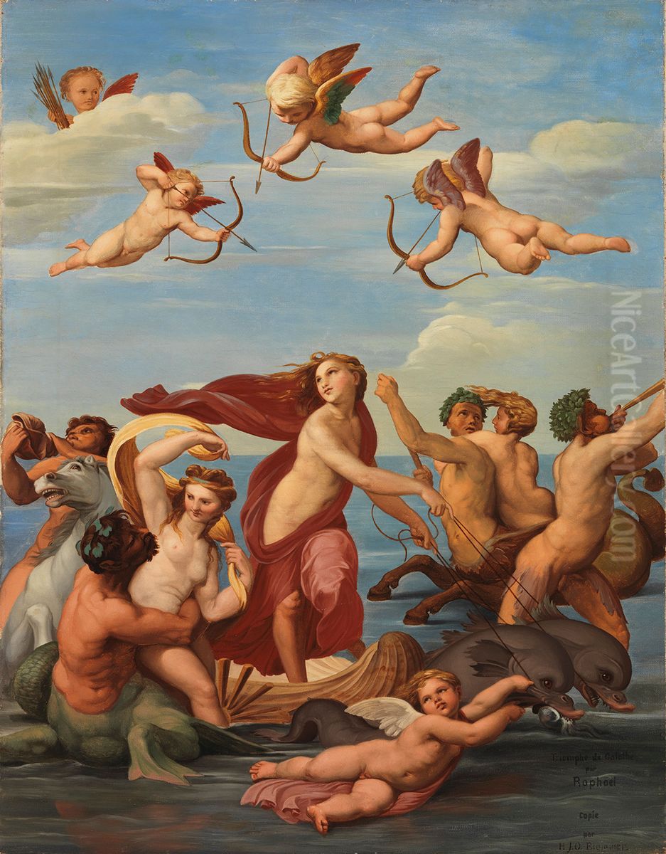 The Triumph of Galatea, a copy after Raphael (Raffaello Sanzio) Oil Painting by Nils Blommer