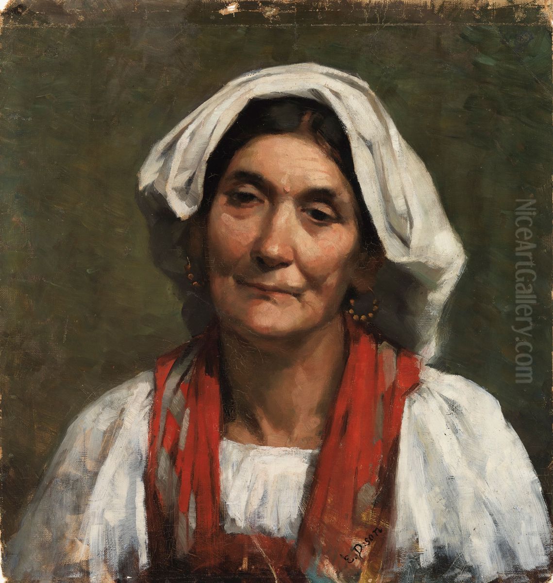 Old Provencal Woman Oil Painting by Elin Danielson-Gambogi
