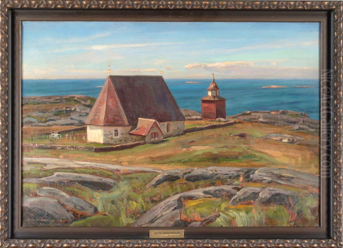 Kokarin kirkko Oil Painting by Victor Westerholm