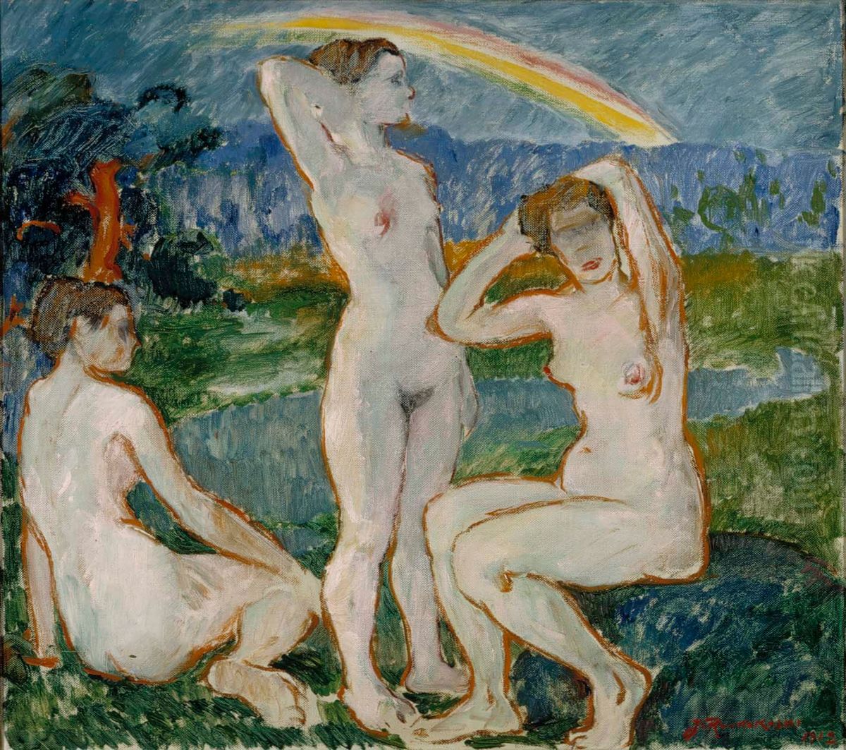 Bathing Women, sketch Oil Painting by Jalmari Ruokokoski