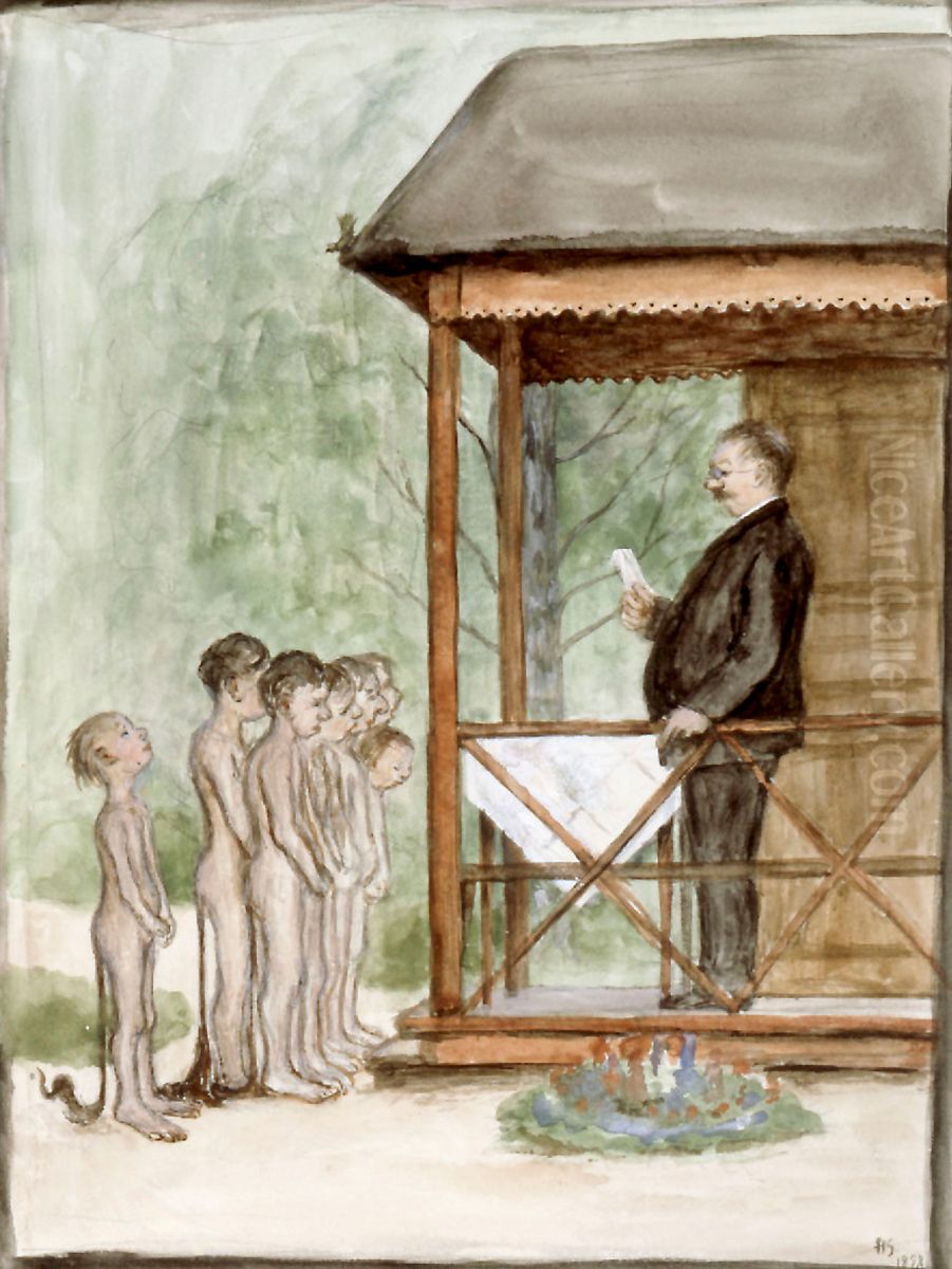 Examination Oil Painting by Hugo Simberg