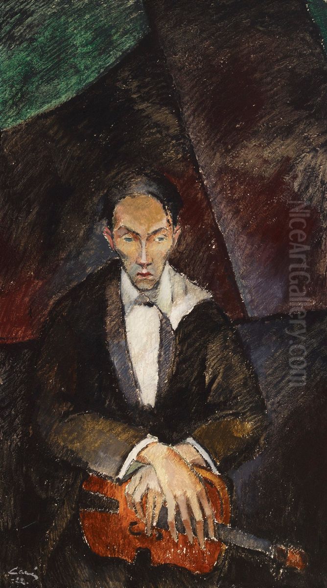 The Violin Player Oil Painting by Alvar Cawen