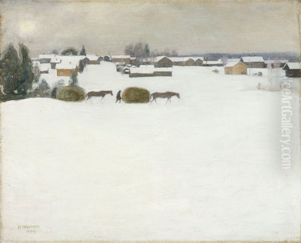 Load of Hay Oil Painting by Pekka Halonen