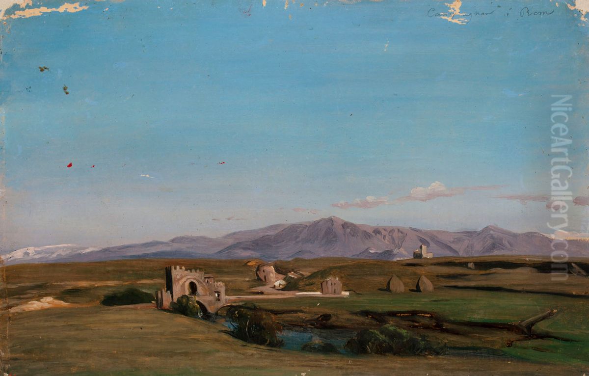 Landscape from Italy, Study Oil Painting by Nils Blommer