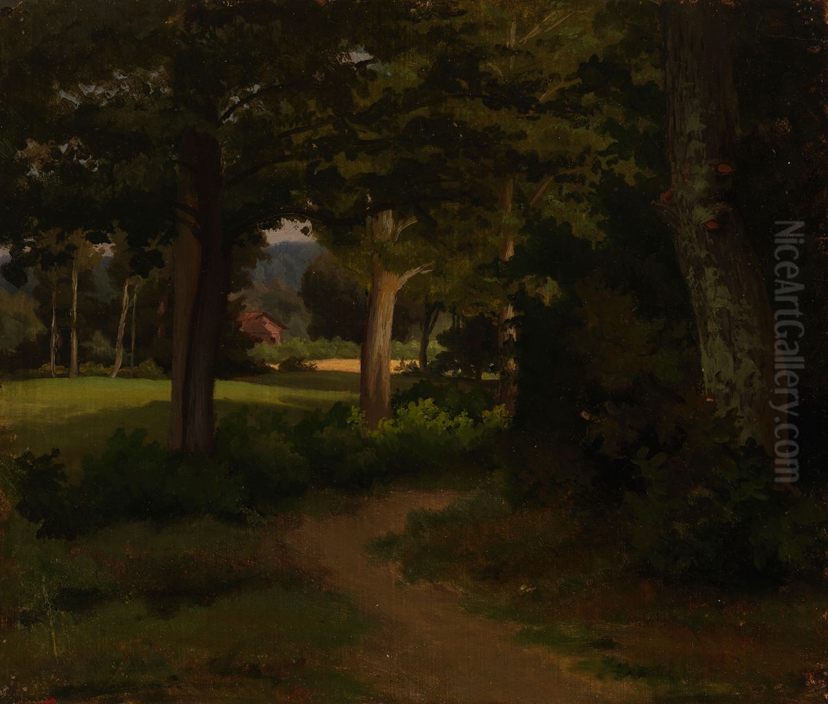 Metsapolku, maisemaharjoitelma Oil Painting by Werner Holmberg