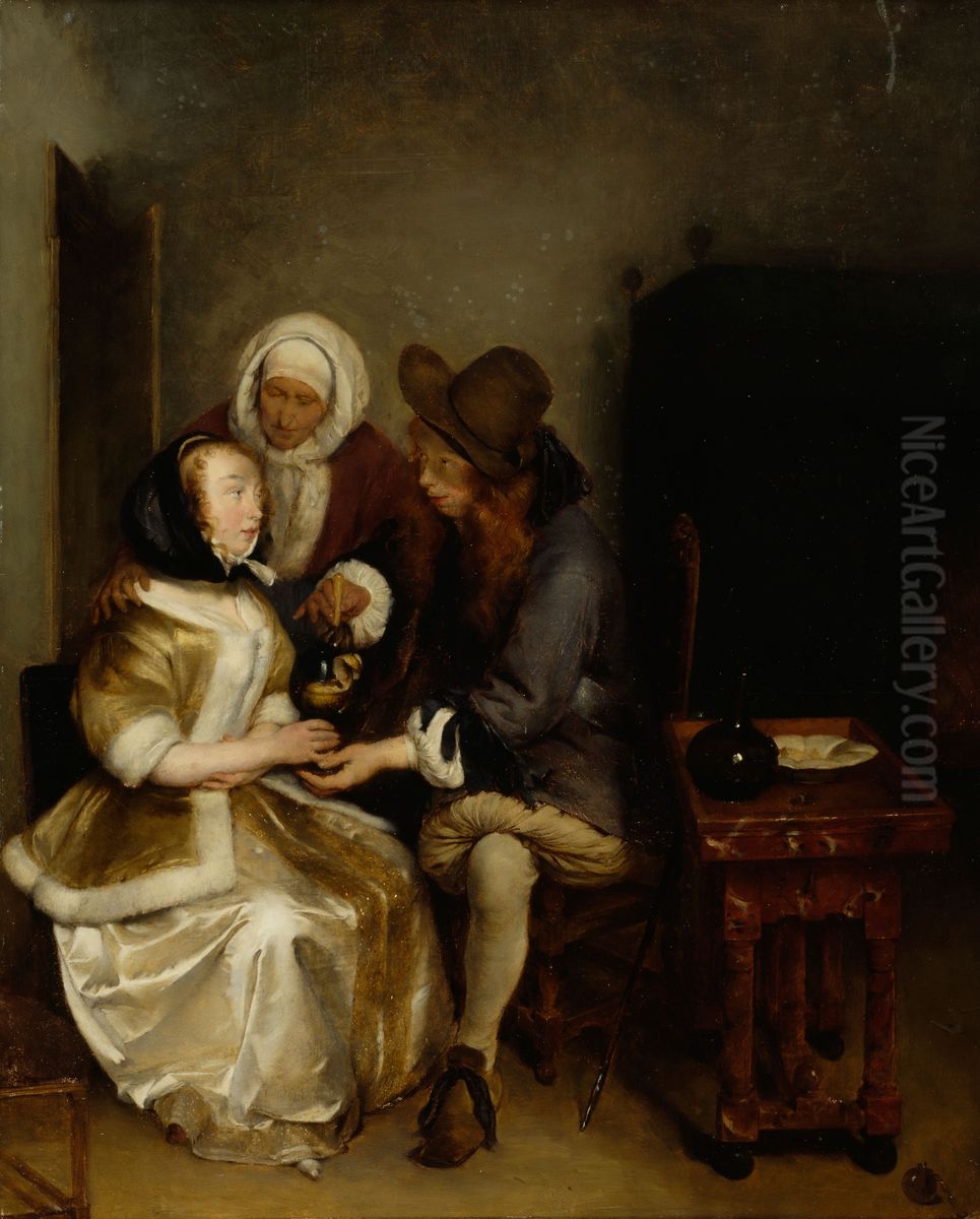 Interior, kopia efter Gerard ter Borchs original Oil Painting by Helene Schjerfbeck