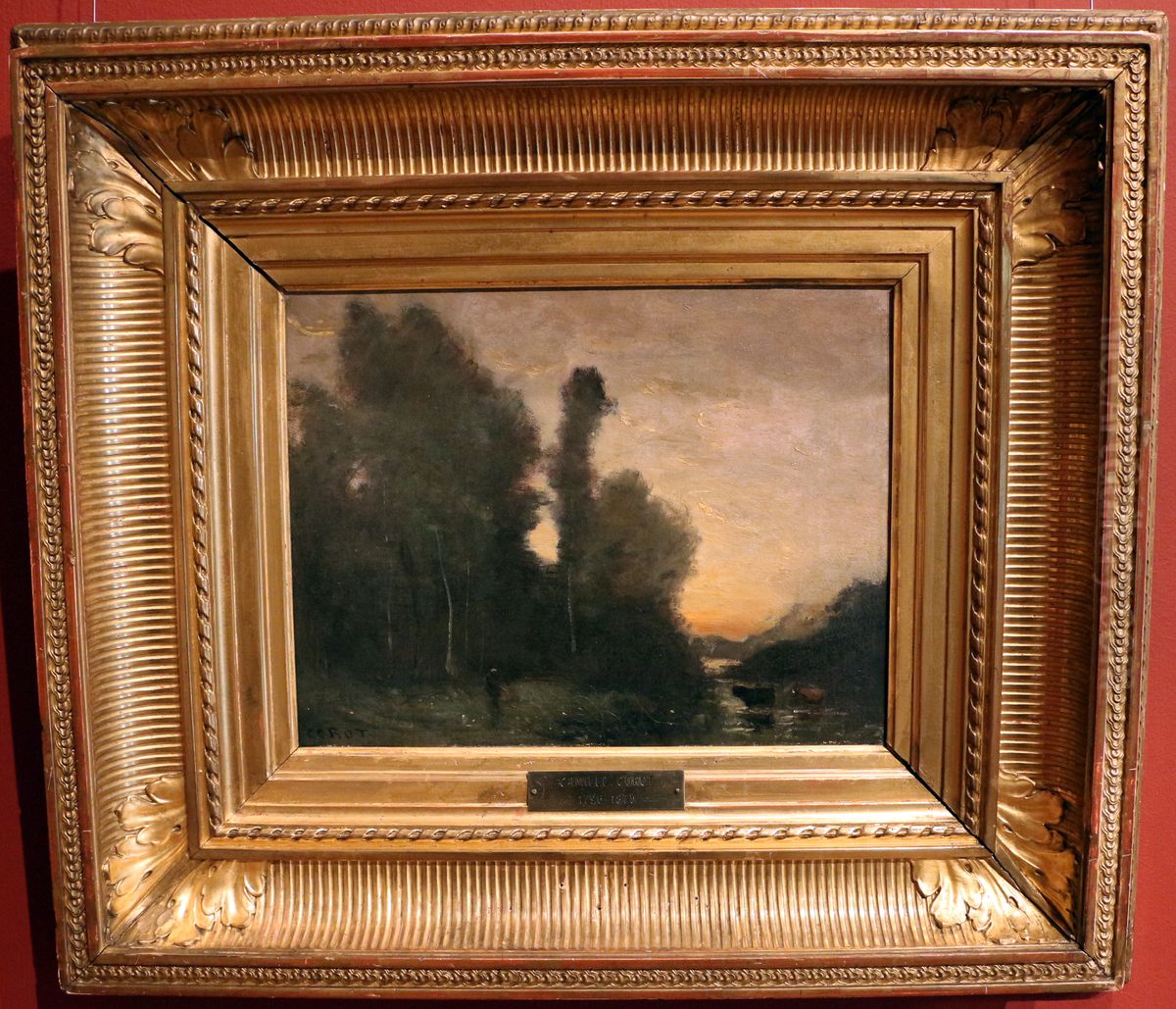 Landscape, Evening Mood Oil Painting by Jean-Baptiste Camille Corot