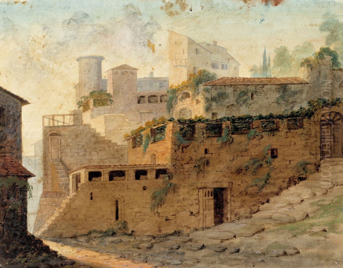 Italialainen maalaislinna Oil Painting by Robert Wilhelm Ekman