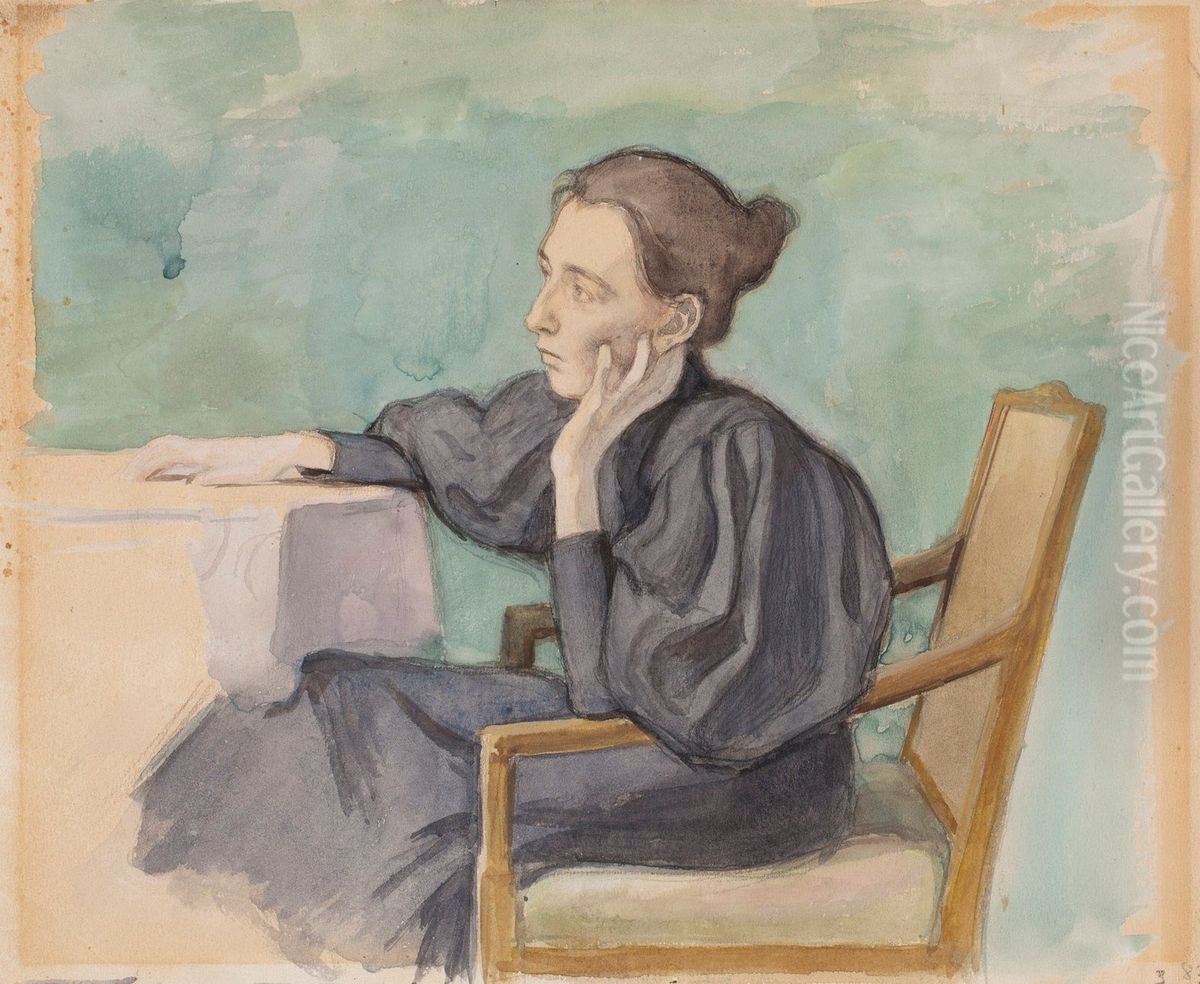 Aino Sibelius Oil Painting by Eero Jarnefelt