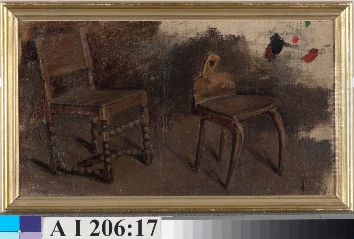 Kaksi tuolia, luonnos Oil Painting by Karl Jansson