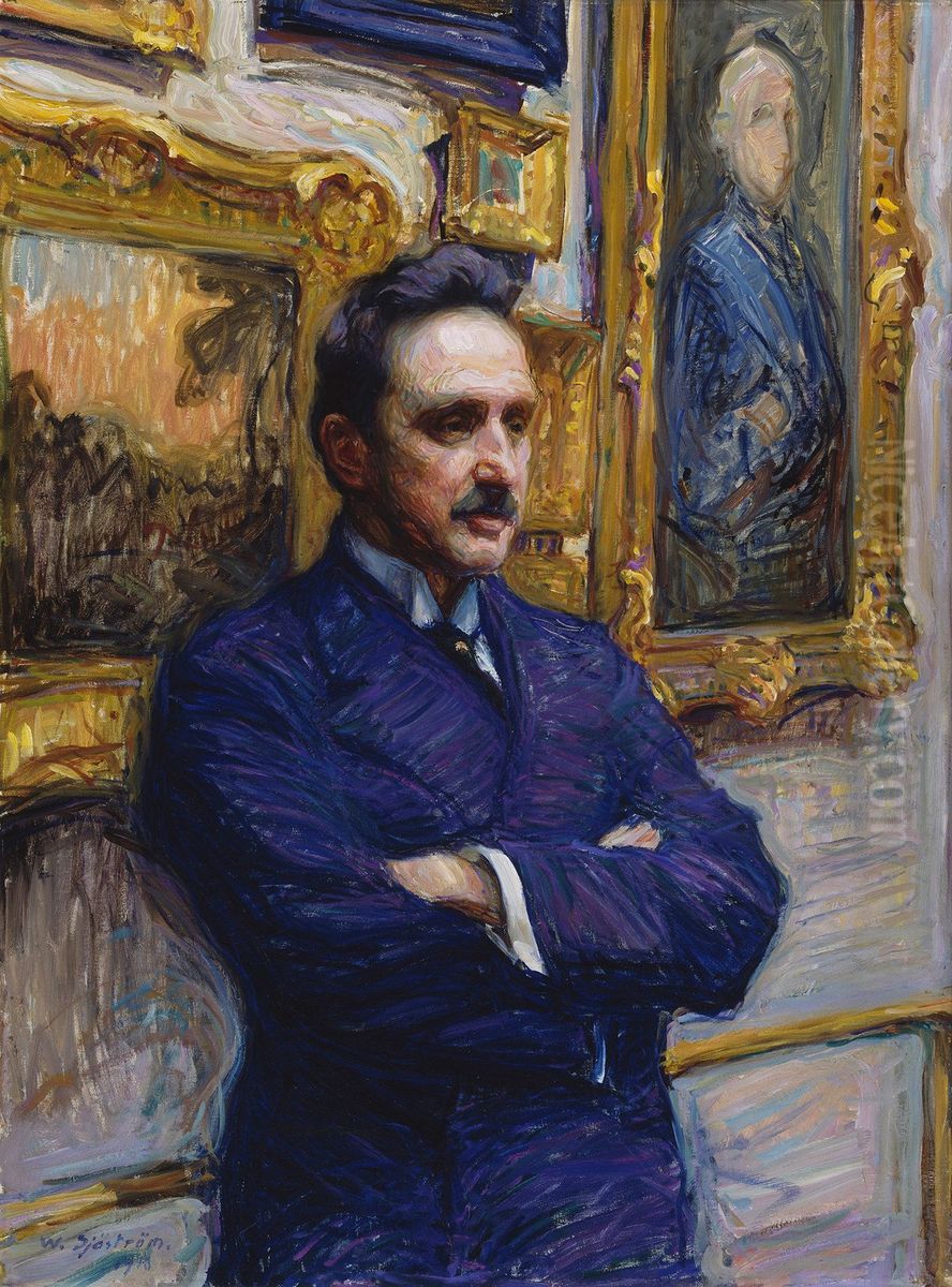 Portrait of Professor J. J. Tikkanen Oil Painting by Vilho Sjostrom