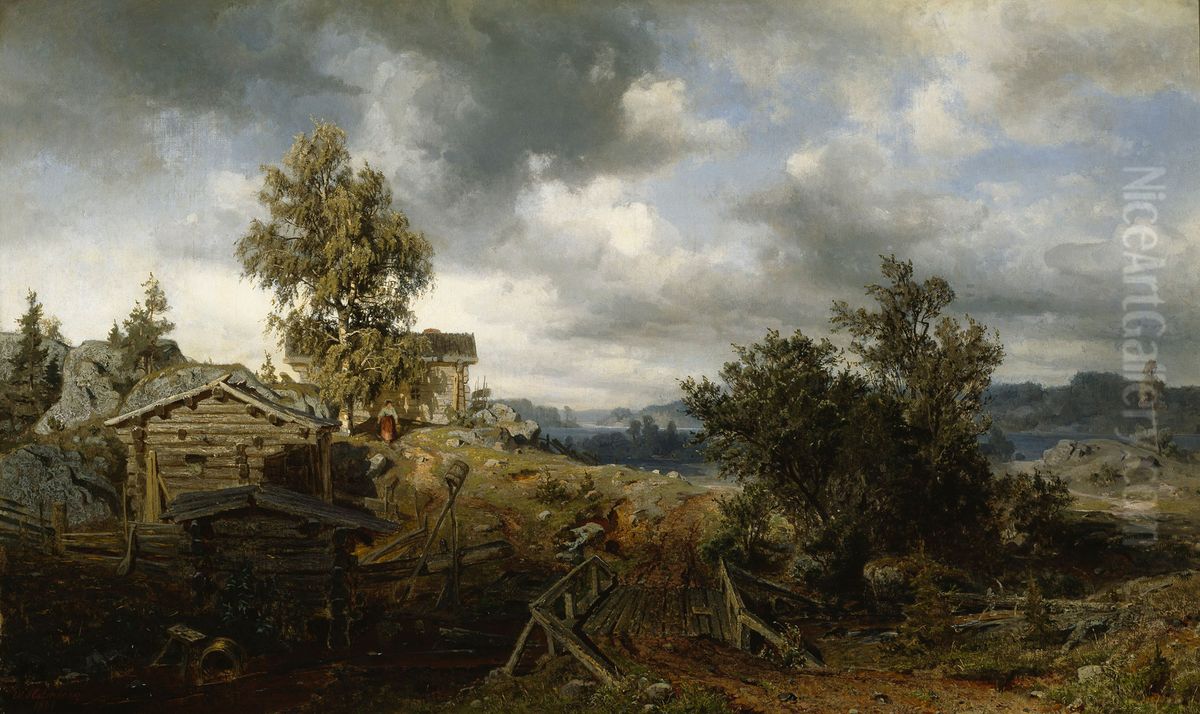 Crofter's Cottage in Kuru Oil Painting by Werner Holmberg