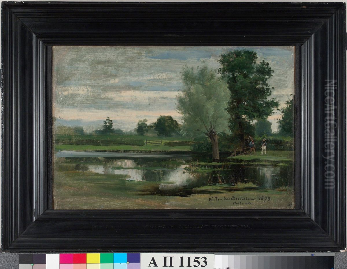 Dutch Landscape Oil Painting by Victor Westerholm