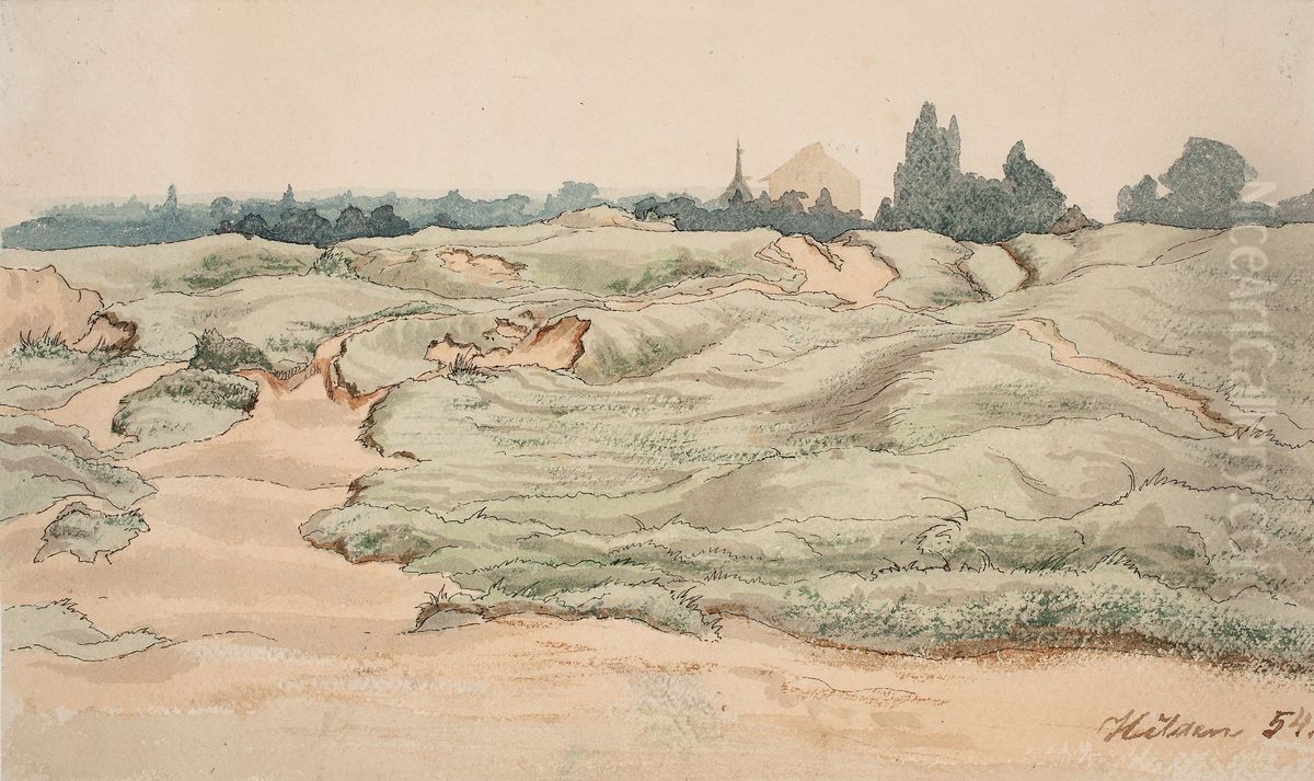 Hiekkadyyneja Hildenissa Saksassa Oil Painting by Werner Holmberg