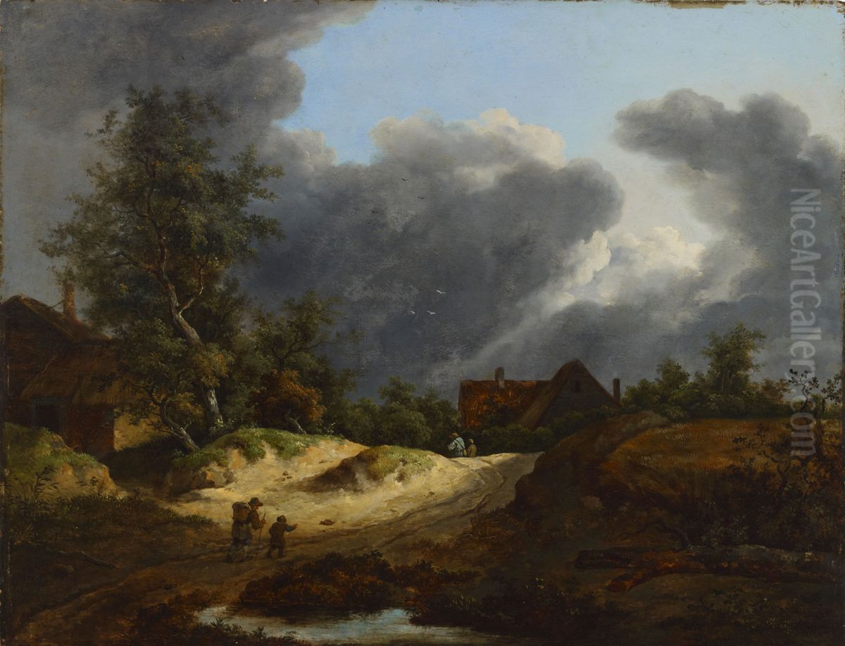 Cottages on the Dunes Oil Painting by Jacob Van Ruisdael