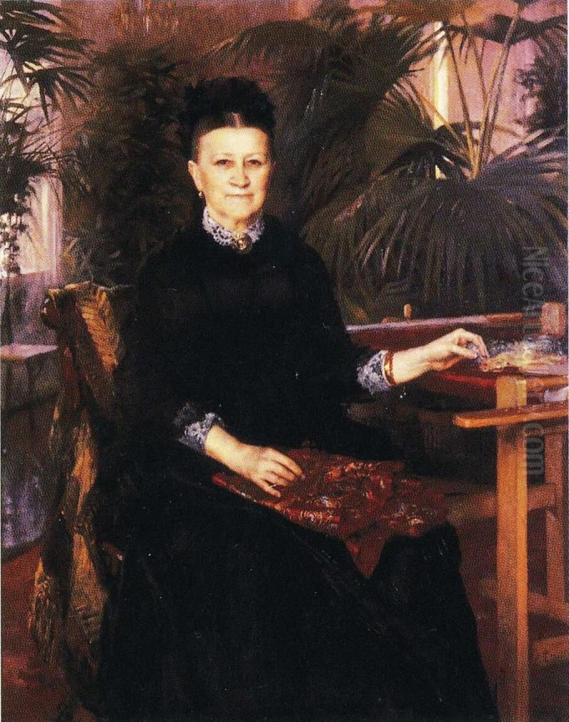 Portratt av kommerseradinnan Anna Sinebrychoff Oil Painting by Albert Edelfelt