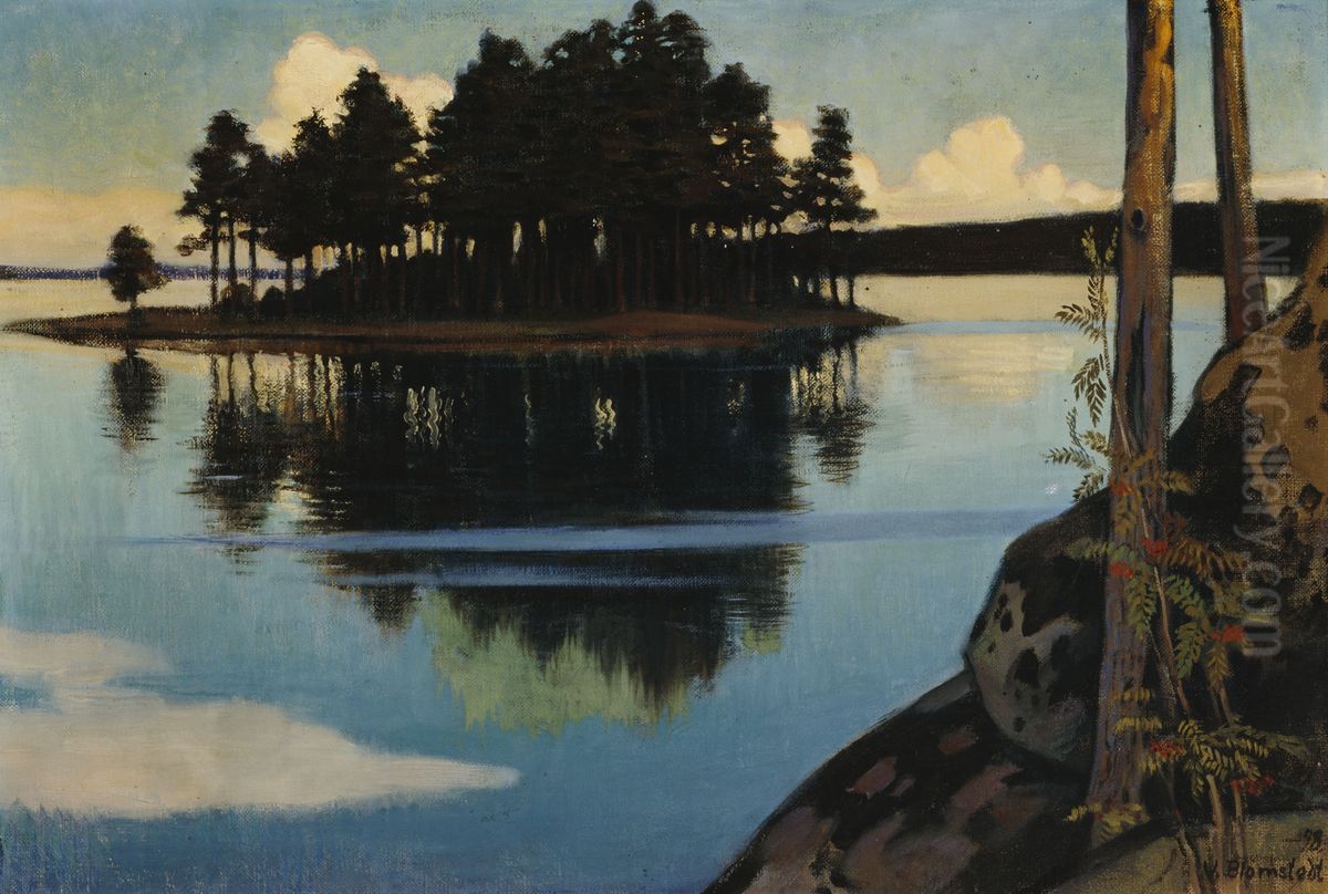 Auringonlasku Oil Painting by Vaino Blomstedt