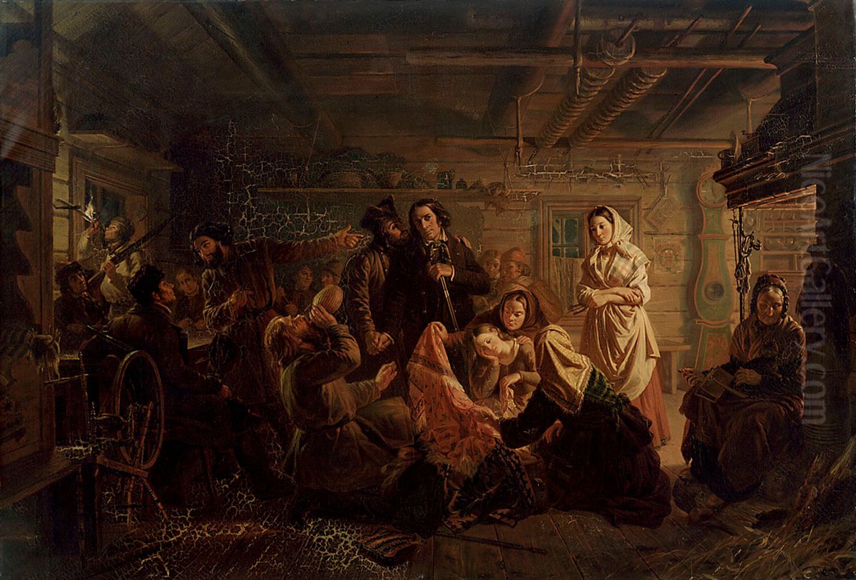 Kohtaus Hirvenhiihtajista Oil Painting by Robert Wilhelm Ekman