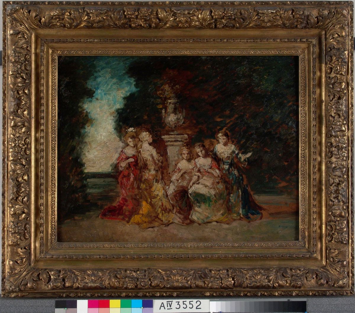 Naisia puistossa Oil Painting by Adolphe Joseph Thomas Monticelli