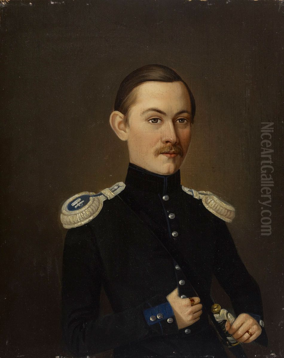 Esikuntakapteeni Danielsson Oil Painting by Wilhelm Von Wright