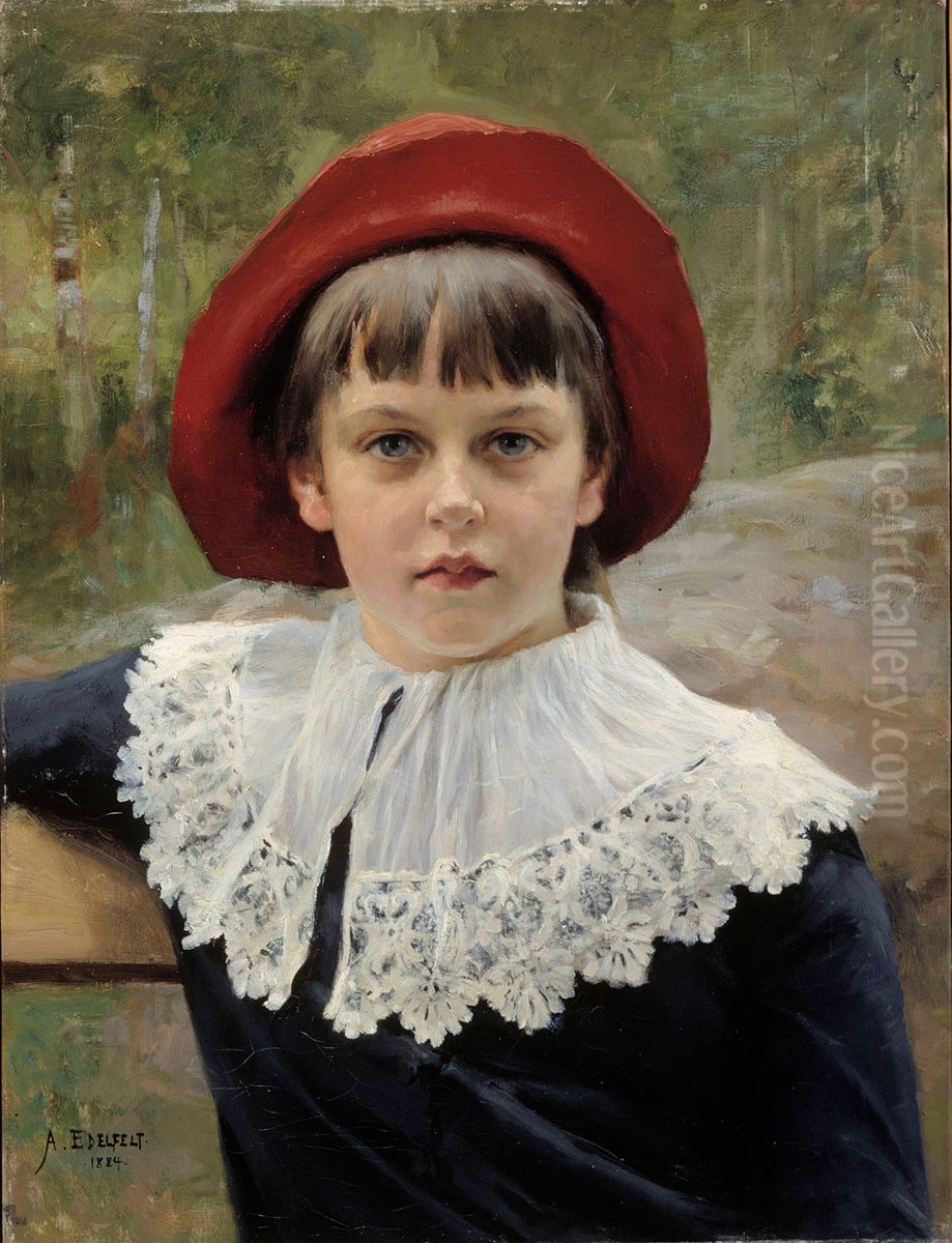 Portrait of the Artist's Sister Berta Edelfelt Oil Painting by Albert Edelfelt