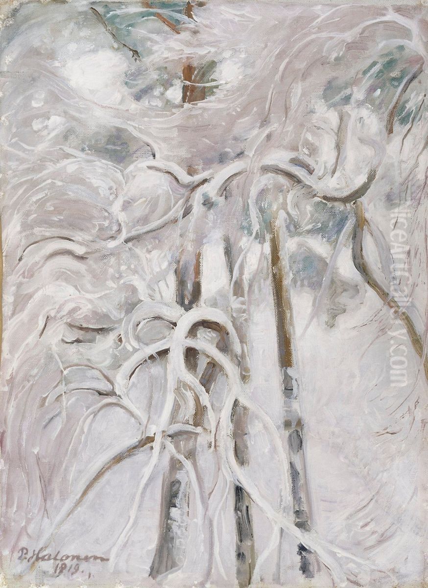 Snow-decked Pine Oil Painting by Pekka Halonen