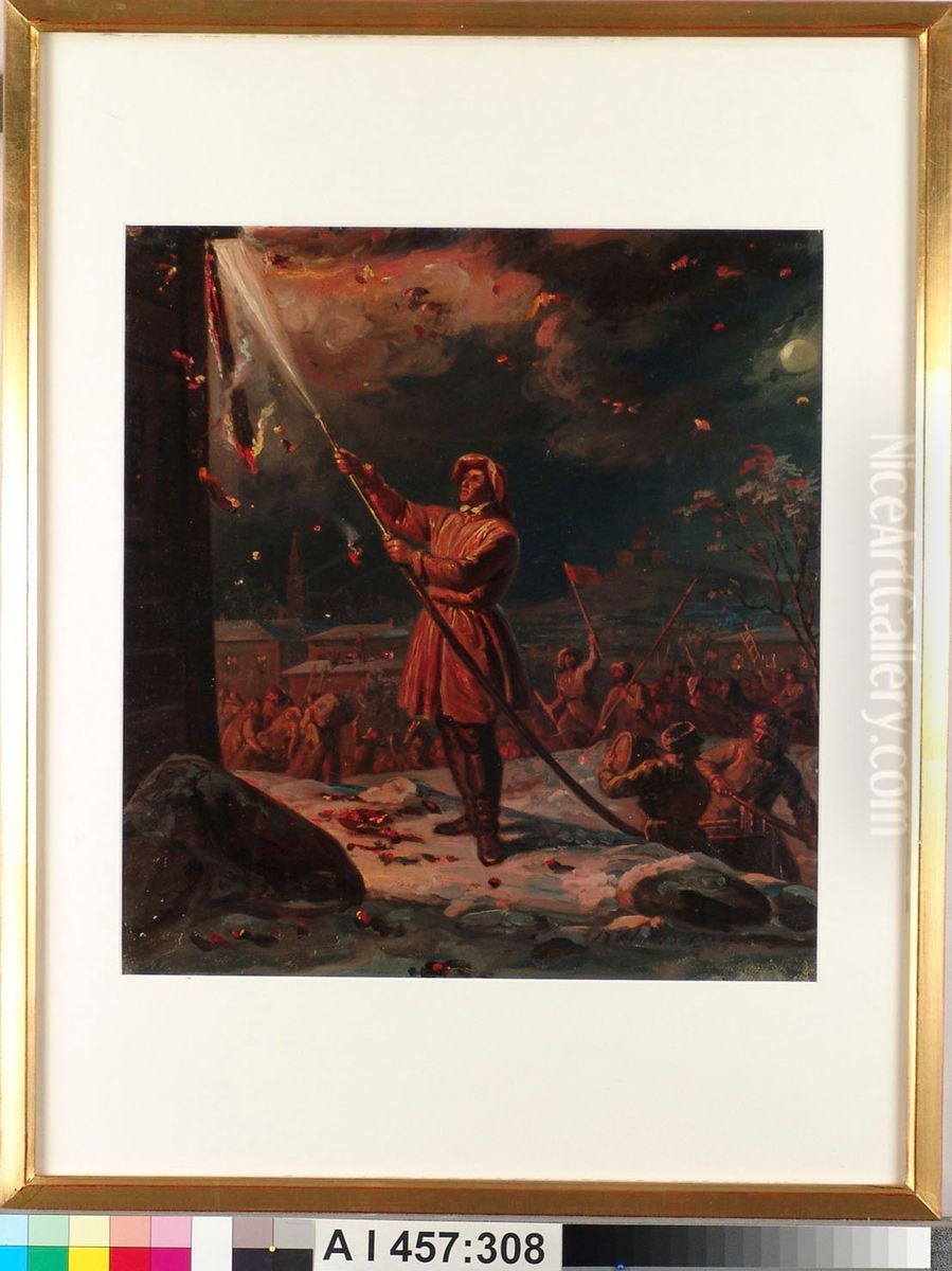 Turun palo Oil Painting by Robert Wilhelm Ekman