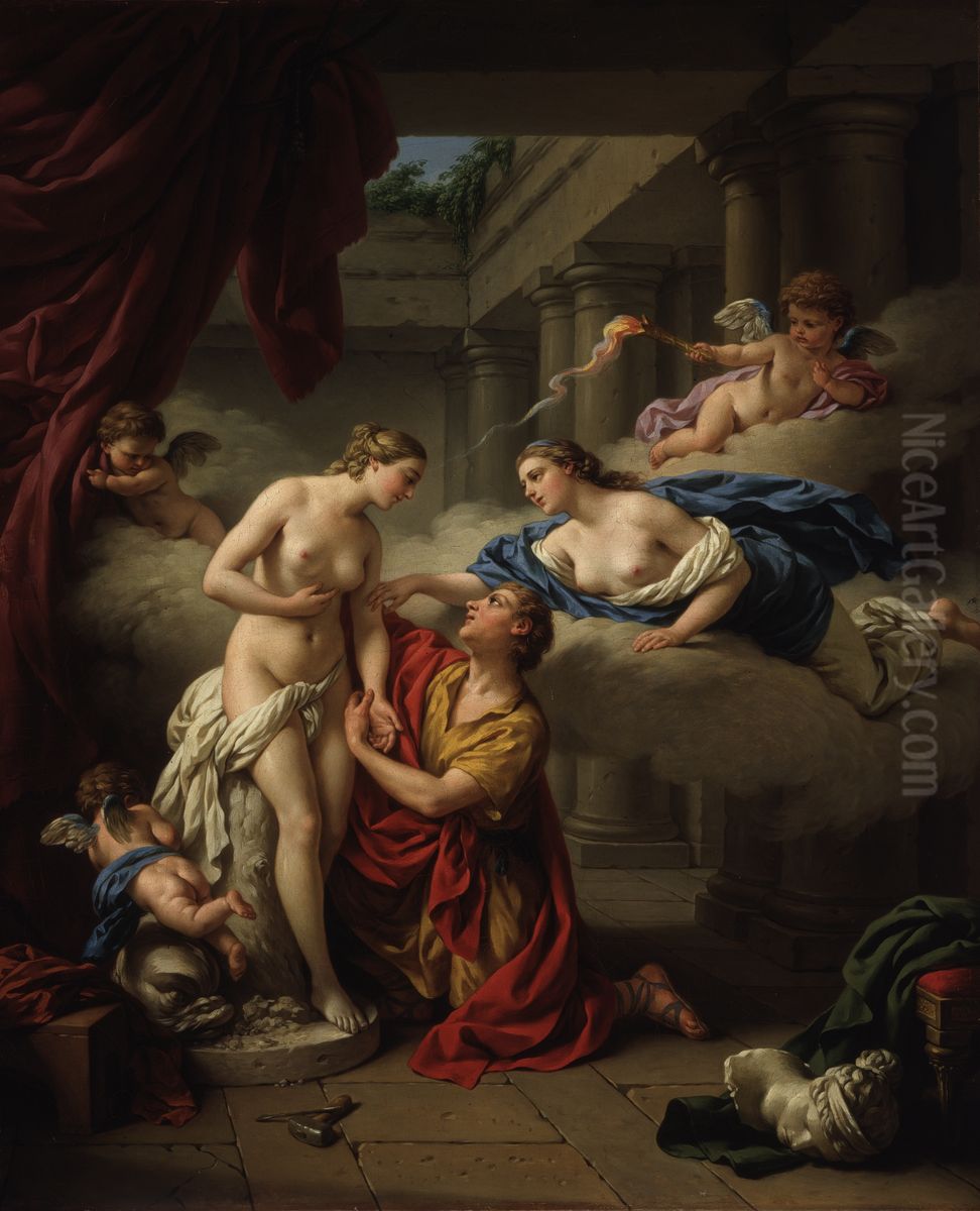 Pygmalion and his statue Oil Painting by Louis-Jean-Francois Lagrenee