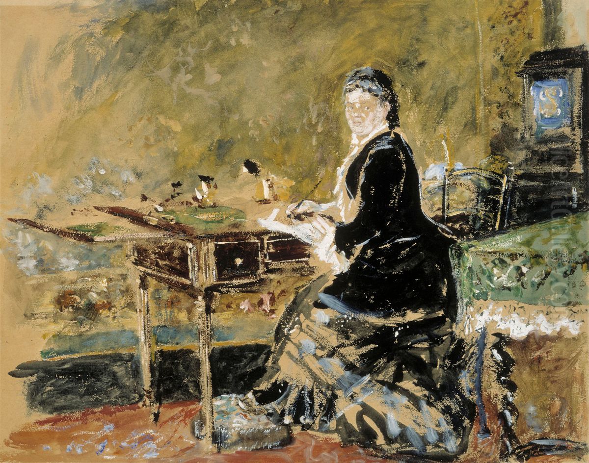 Mrs Caroline Schloss Oil Painting by Ernst Josephson