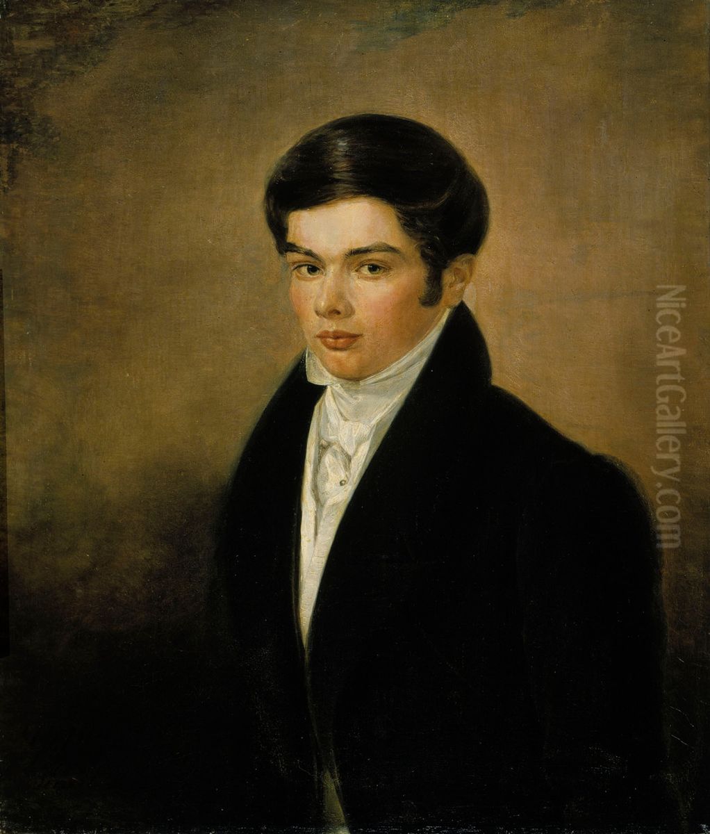 The Silk Manufacturer Carl Edvin Lundgren Oil Painting by Gustaf Wilhelm Finnberg