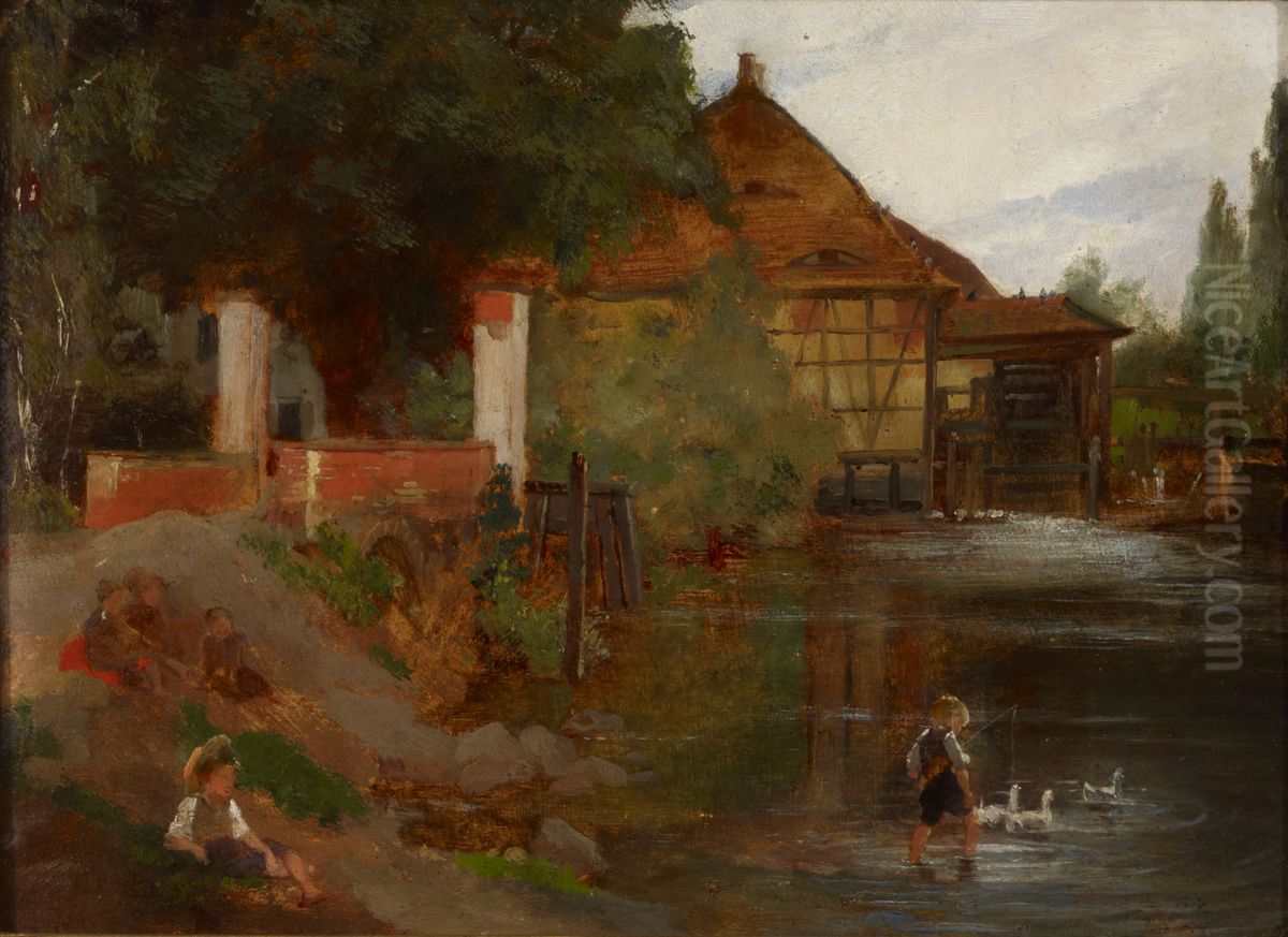 Milldam, Landscape from Germany Oil Painting by Fanny Churberg