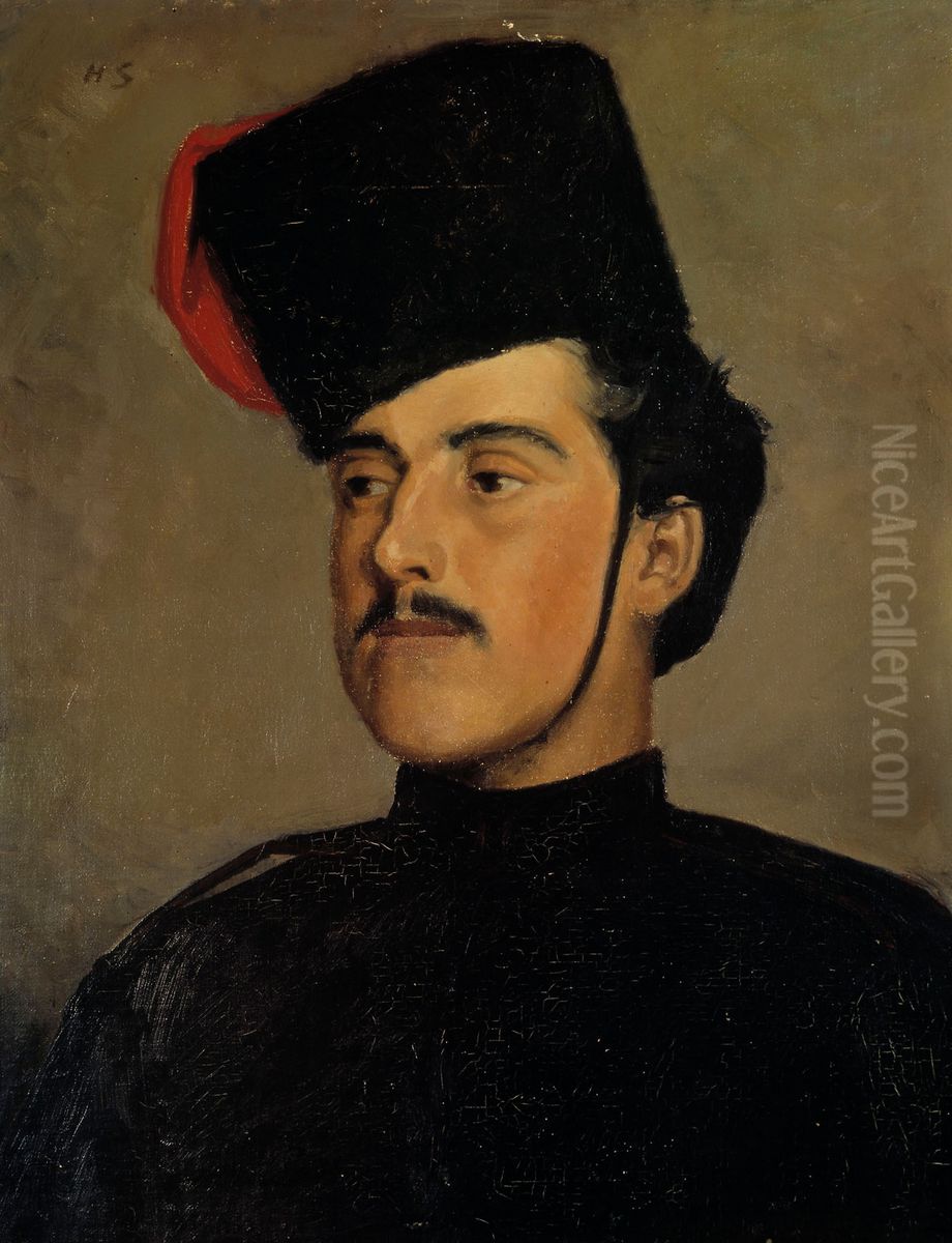 The Cossack (The Beautiful Cossack) Oil Painting by Helene Schjerfbeck