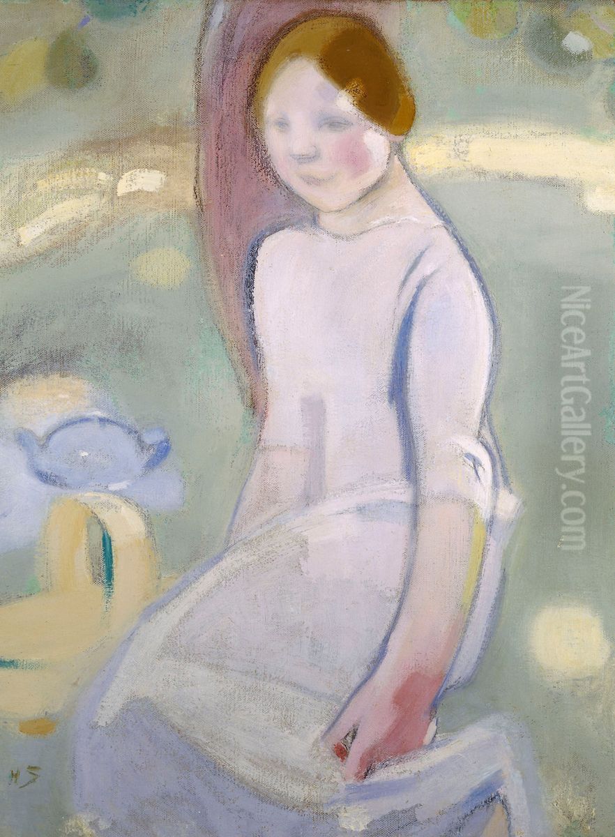 Under linden Oil Painting by Helene Schjerfbeck