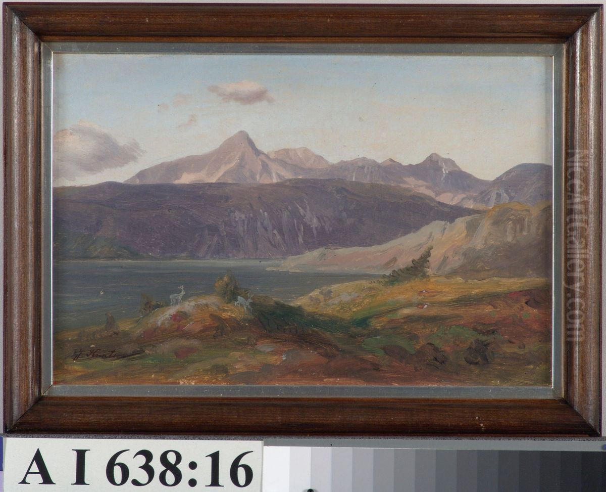 Alpine Landscape from Bavaria Oil Painting by Johan Knutson