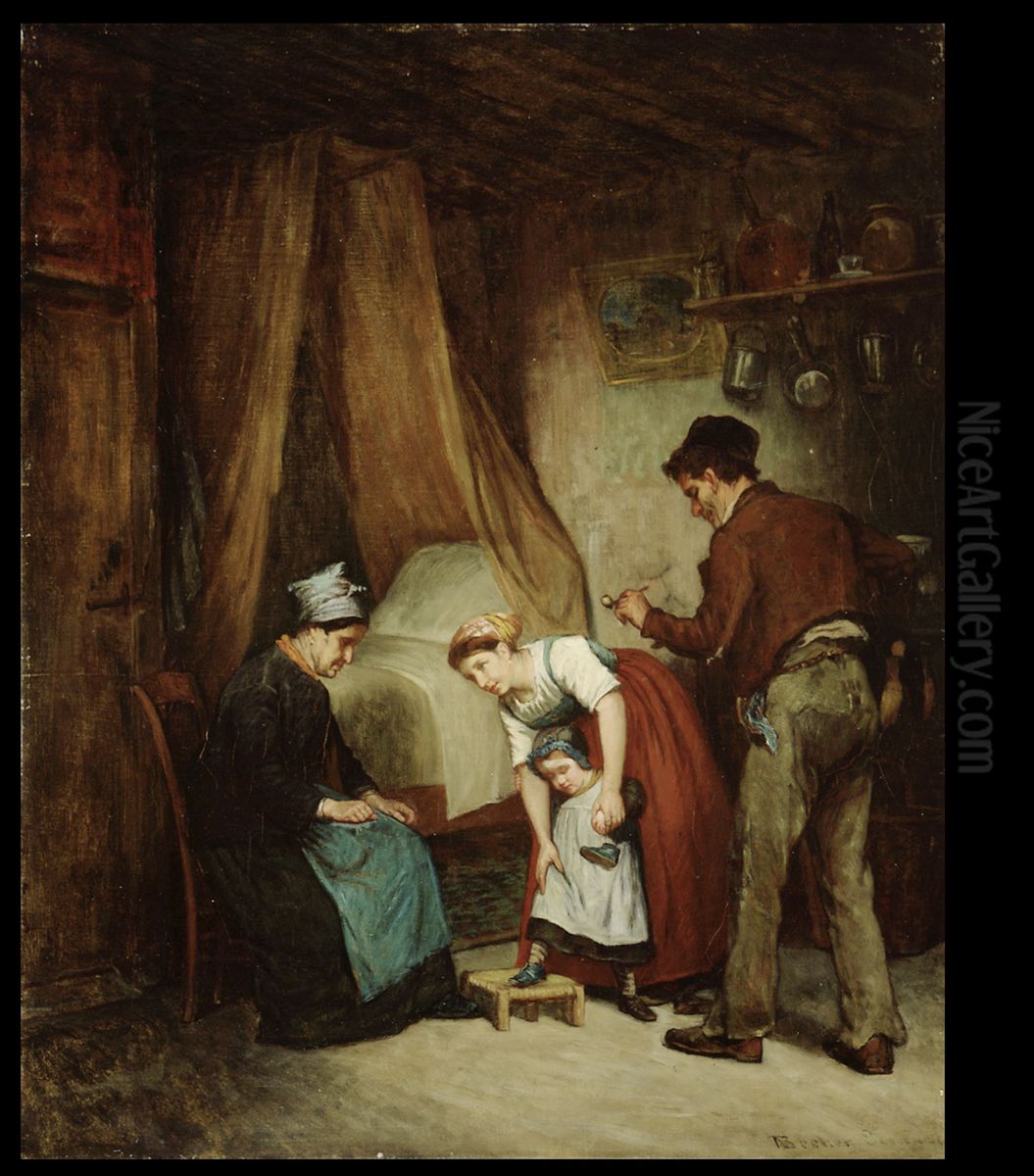 A French Cobbler Oil Painting by Adolf von Becker