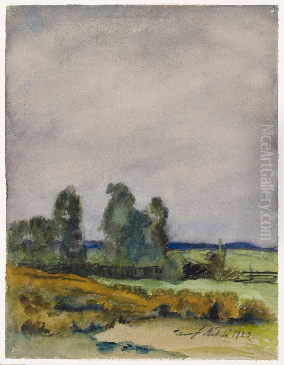 Slattlandskap Oil Painting by Juho Makela