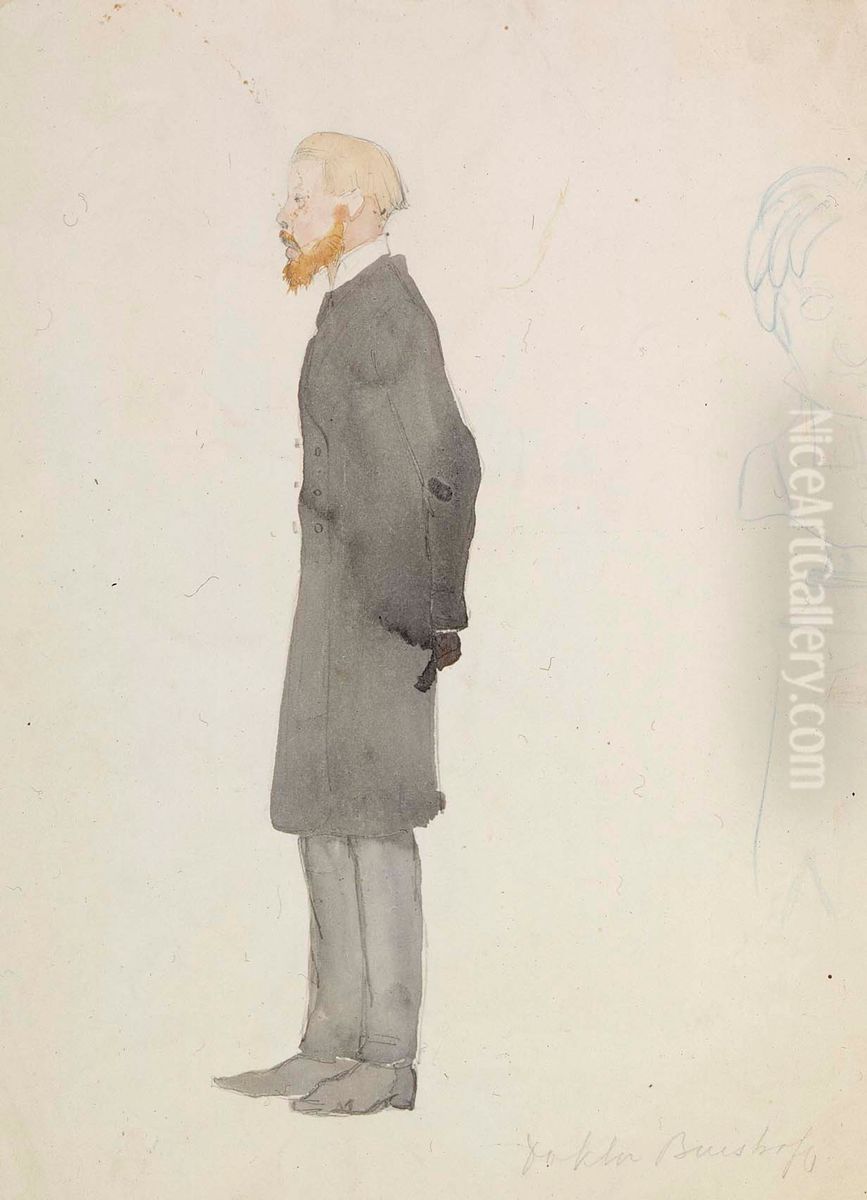 Caricature of Doctor Buistroff Oil Painting by Albert Edelfelt
