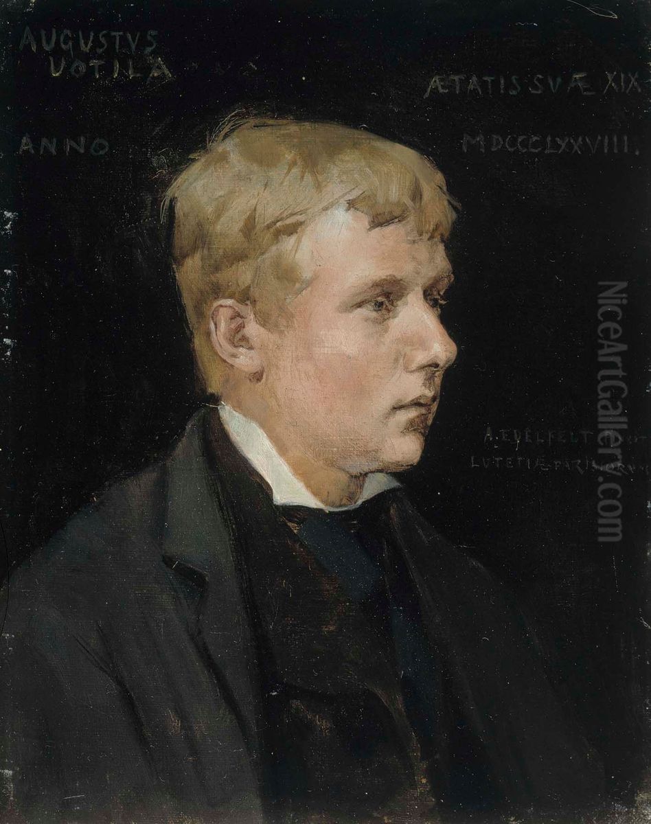 The Artist Aukusti Uotila, Study for the Duke Karl Insulting the Corpse of Klaus Fleming Oil Painting by Albert Edelfelt