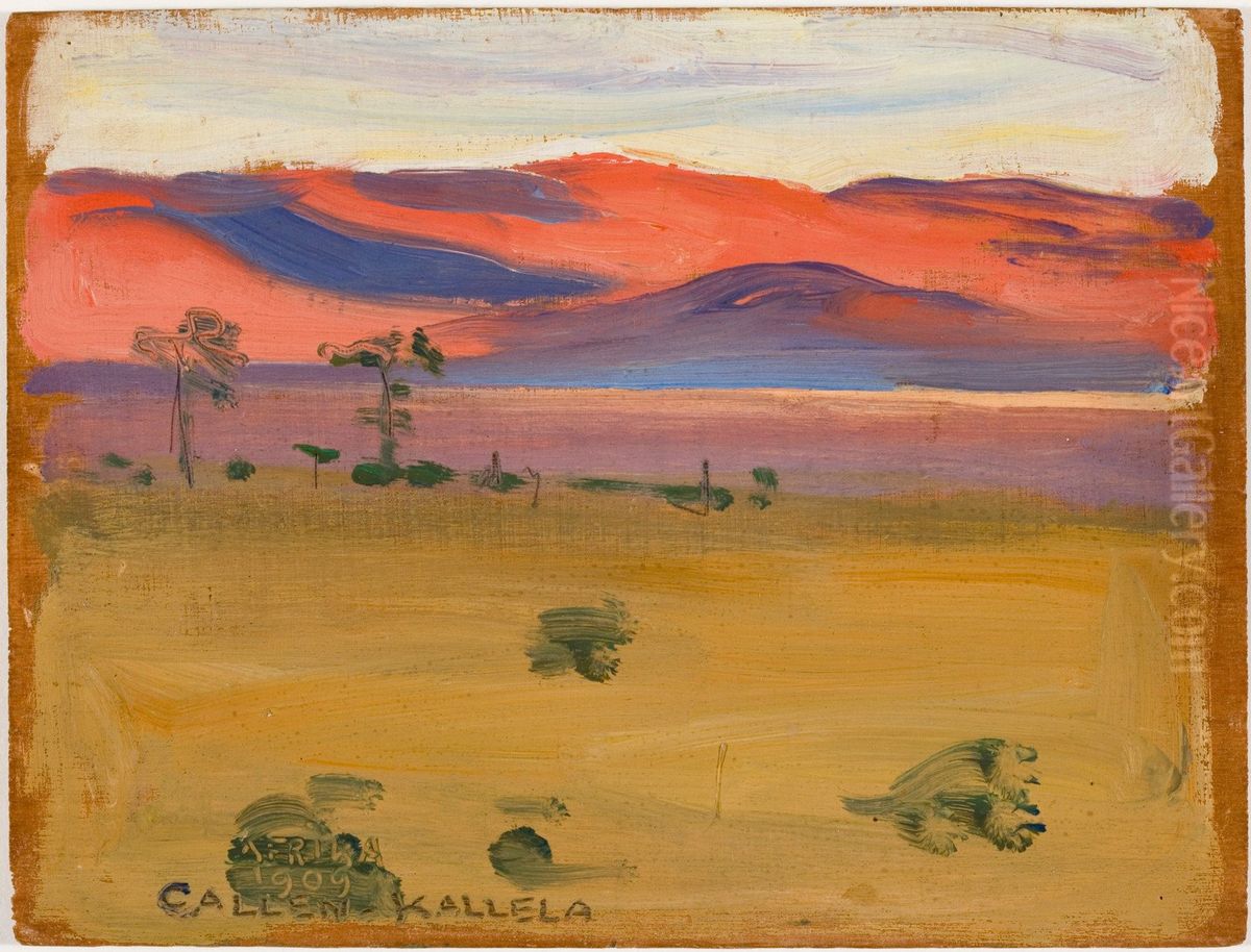 Sunset on the Savannah Oil Painting by Akseli Valdemar Gallen-Kallela