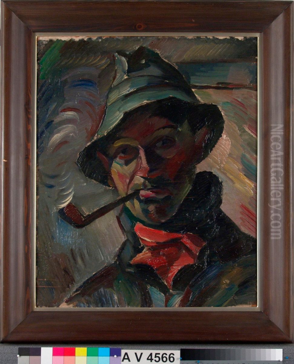 Sjalvportratt Oil Painting by Ilmari Aalto