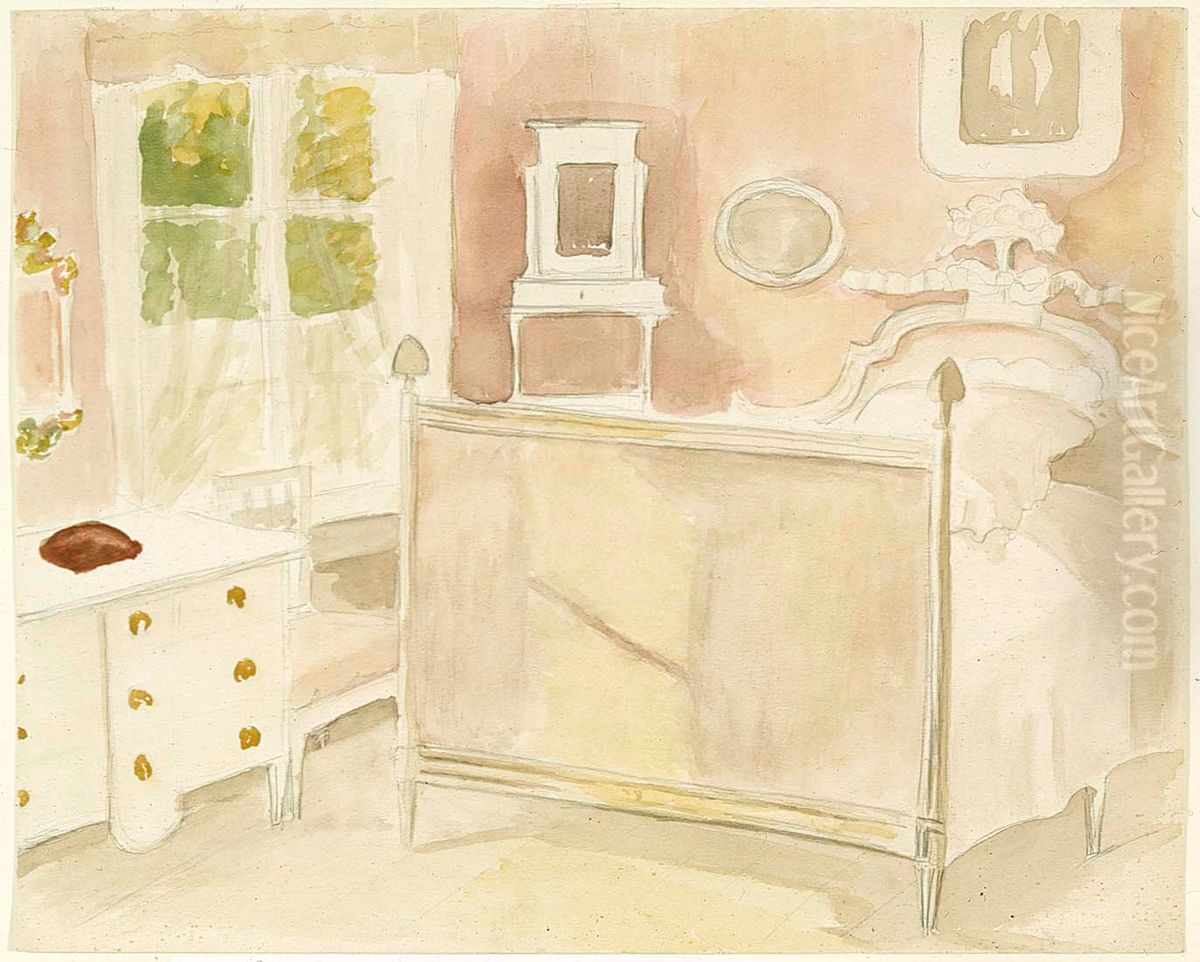 Interioori taiteilijan kotoa Oil Painting by Albert Edelfelt