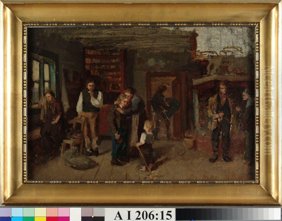 Merimiespojan jaahyvaiset, luonnos Oil Painting by Karl Jansson