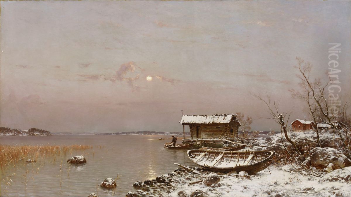 November Evening Oil Painting by Hjalmar Munsterhjelm