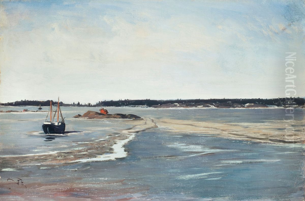 The Ice in March Oil Painting by Fanny Churberg