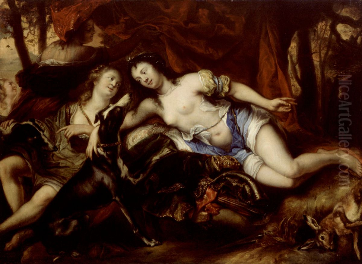 Diana with her companions Oil Painting by Jurgen Ovens