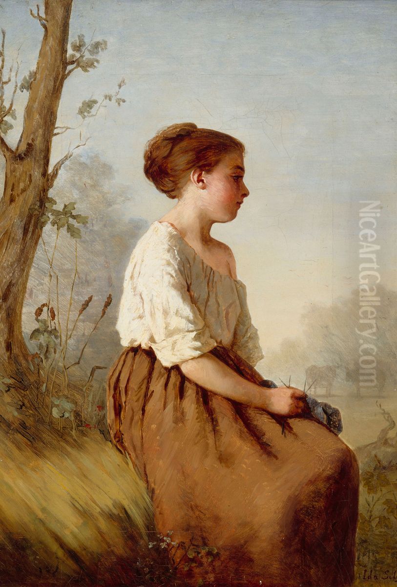 The Shepherdess Oil Painting by Ida Silfverberg