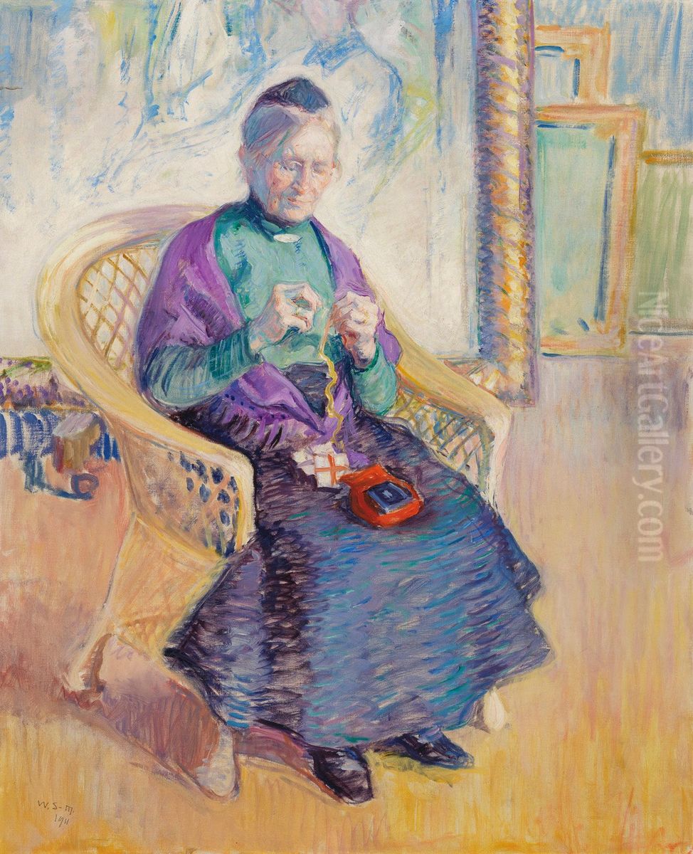 Min svarmoder Oil Painting by Vilho Sjostrom