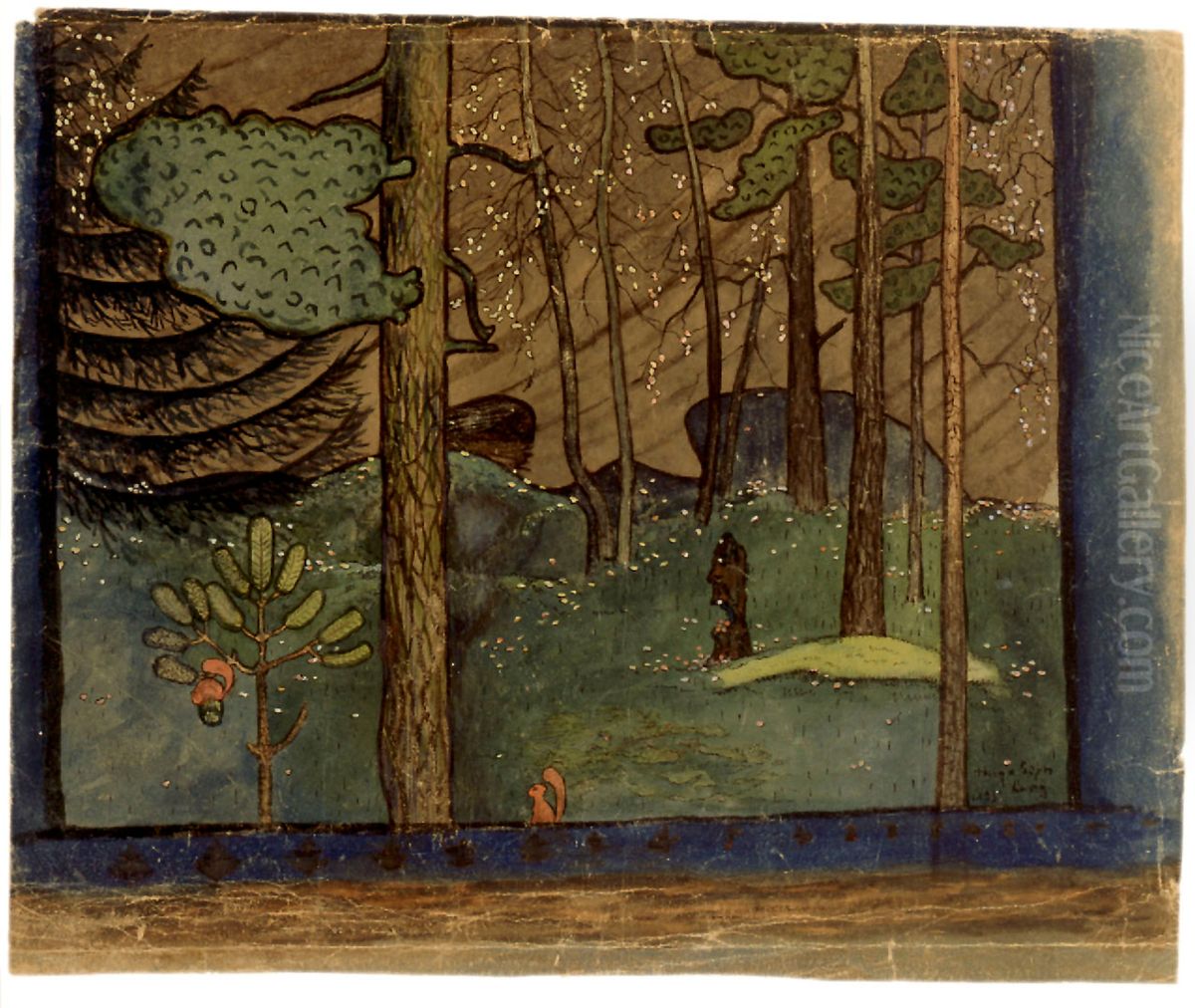 Autumn in the Forest Oil Painting by Hugo Simberg