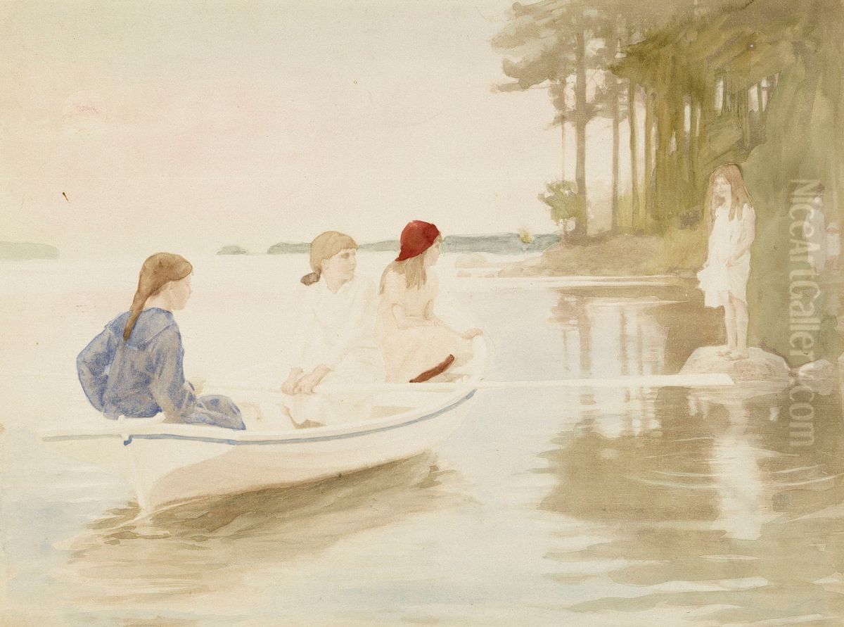 Kesailta Oil Painting by Albert Edelfelt