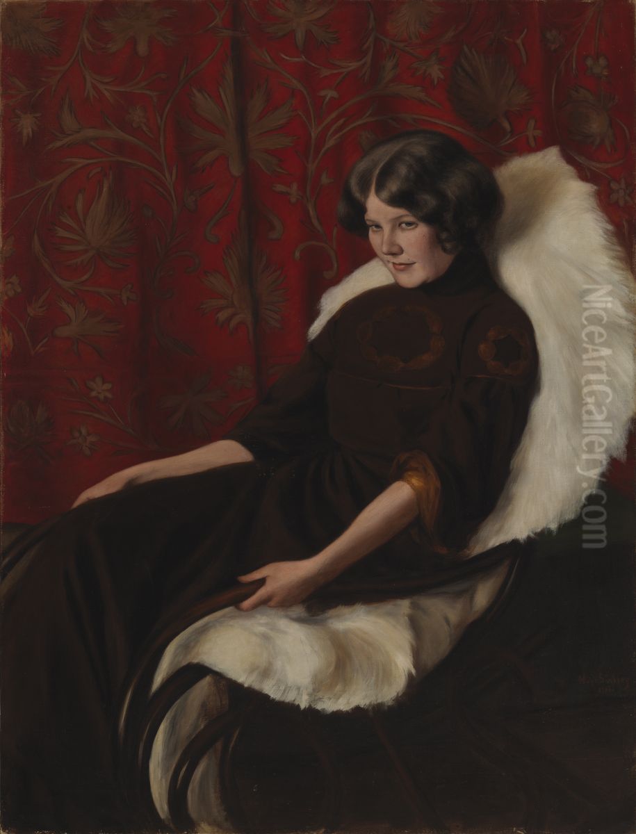 I gungstolen, Anni Bremer Oil Painting by Hugo Simberg